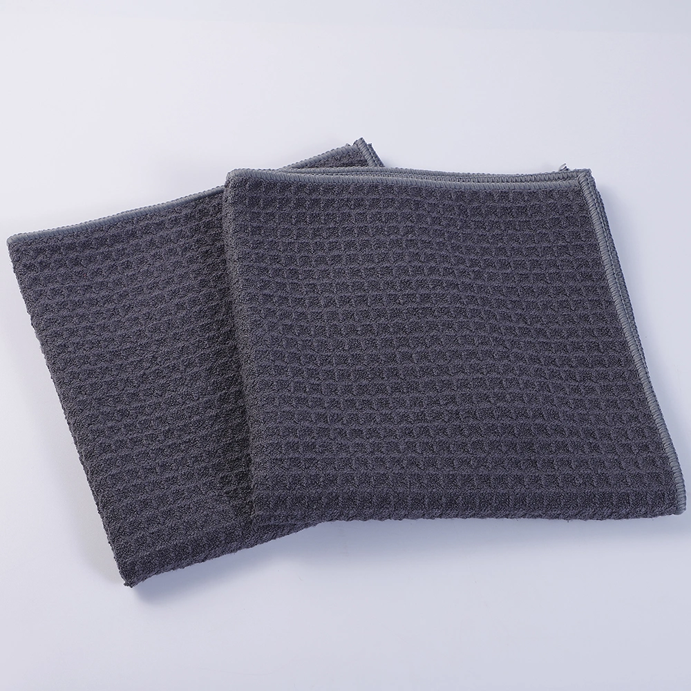 30X40cm 400GSM Grey Waffle Weave Grid Microfiber Drying Towel Car Cleaning Cloth